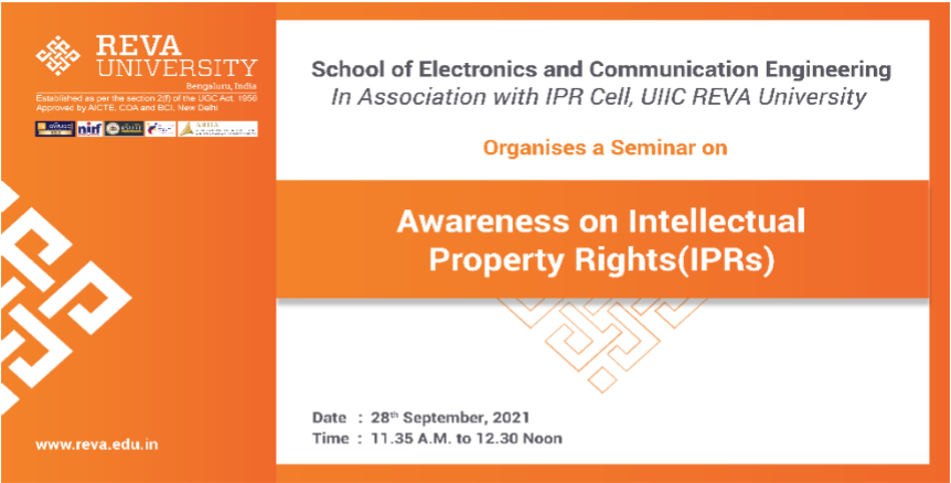 A session on IPR Awareness for 5th Semester ECE on 28th Sept 2021